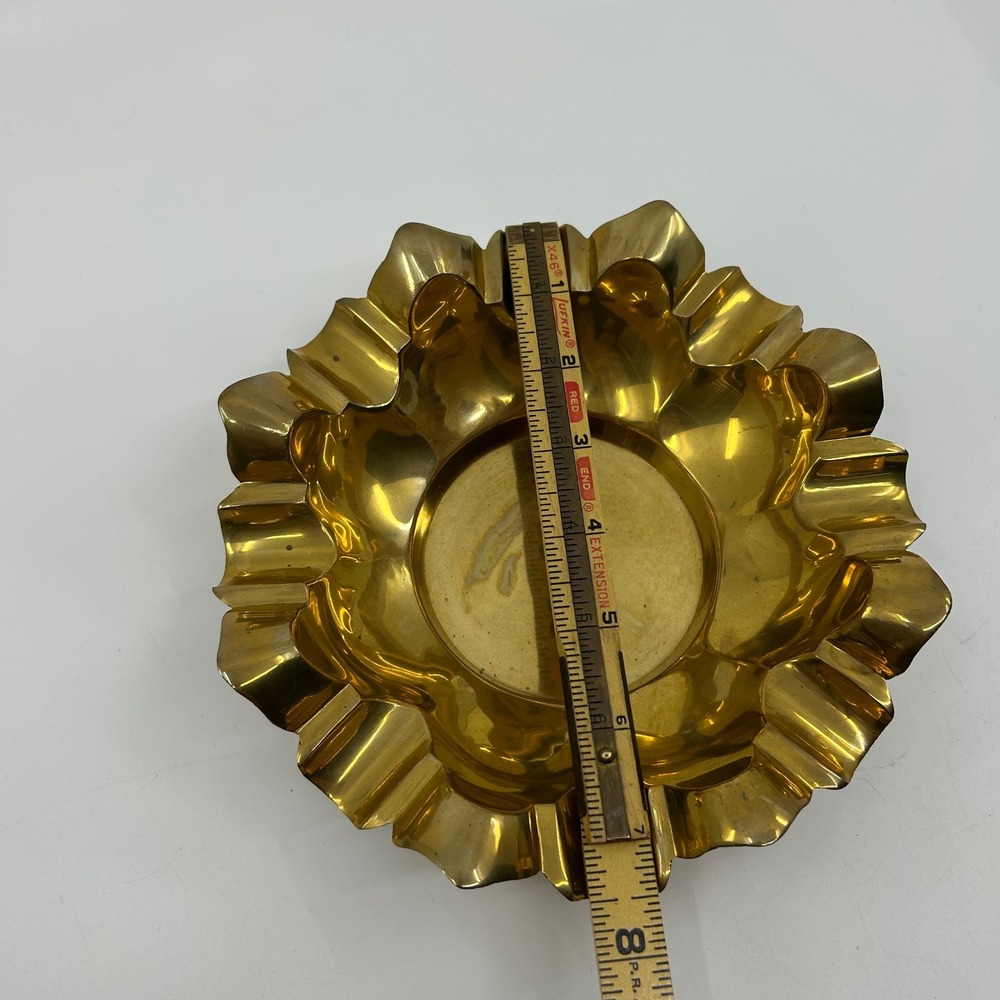 Vintage Brass Gold Tone Cigar Ashtray Mid Century Star Burst Hollywood Regency - Picture 15 of 16